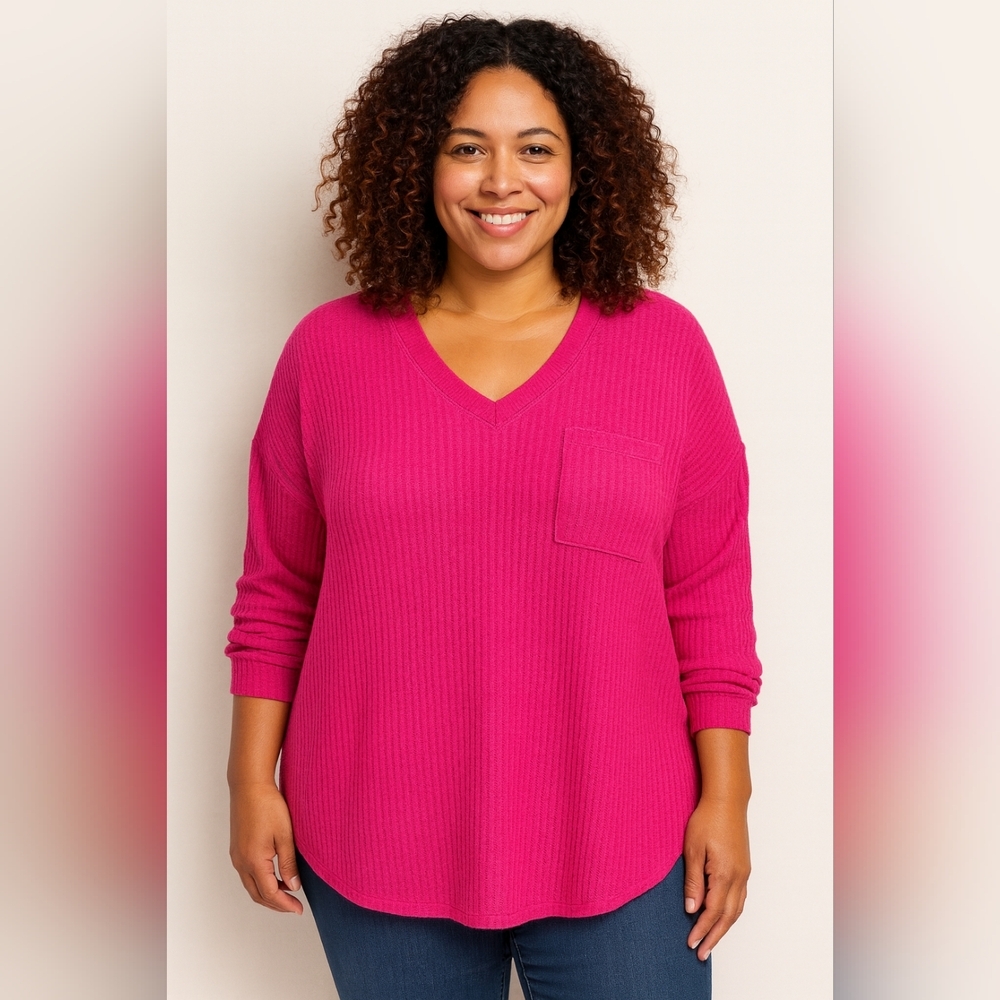 💖 Calvin Klein Waffle Knit V-Neck Top | Medium | NWT